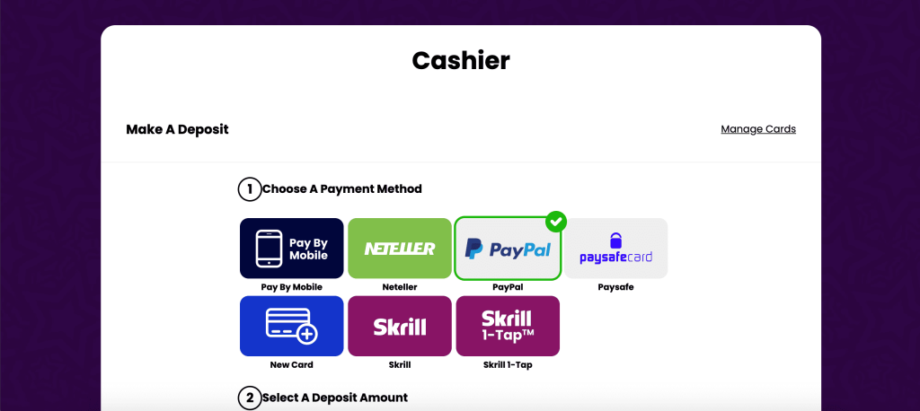 Депозит за допомогою Paypal