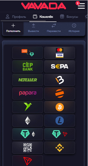 Як поповнити Vavada Casino